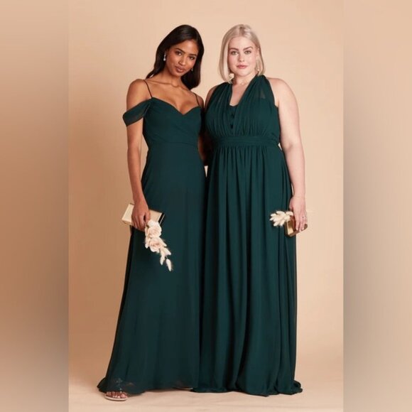 Birdy Grey Grace Convertible Chiffon Emerald Bridesmaid Maxi Dress NWT - Picture 3 of 3